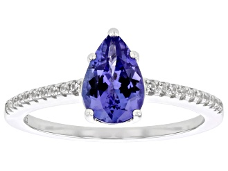 Blue Tanzanite Rhodium Over Sterling Silver Ring 1.14ctw