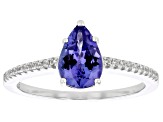 Blue Tanzanite Rhodium Over Sterling Silver Ring 1.14ctw