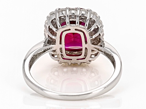 Lab Created Ruby Rhodium Over Sterling Silver Ring 4.01ctw