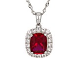 Lab Created Ruby Rhodium Over Sterling Silver Pendant with Chain 4.01ctw