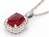 Lab Created Ruby Rhodium Over Sterling Silver Pendant with Chain 4.01ctw