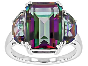 Multi-Color Quartz Rhodium Over Sterling Silver Ring 8.59ctw