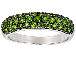 Green Chrome Diopside Rhodium Over Sterling Silver Ring 1.18ctw