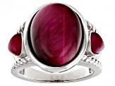 Pink Tiger's Eye Rhodium Over Sterling Silver Ring