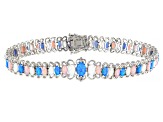 Multi Color Lab Created Opal Rhodium Over Sterling Silver Tennis Bracelet