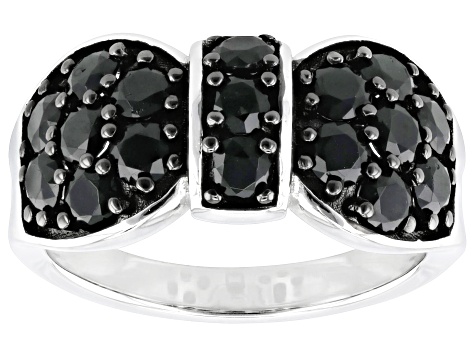 Black Spinel Rhodium Over Sterling Silver Ring 1.73ctw