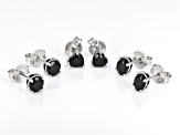 Black Spinel Rhodium Over Sterling Silver Set of 3 Earrings 4.40ctw