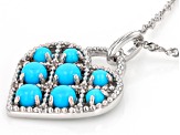 Sleeping Beauty Turquoise Rhodium Over Sterling Silver Pendant with Chain 0.03ctw