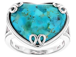 Blue Composite Turquoise Rhodium Over Sterling Silver Heart Ring