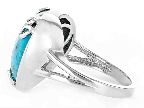 Blue Composite Turquoise Rhodium Over Sterling Silver Heart Ring