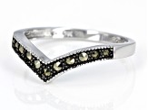 Gray Marcasite, Black Rhodium Over Sterling Silver Ring 0.25ctw