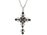 Gray Marcasite Black Rhodium Over Sterling Silver Pendant with Chain 0.32ctw