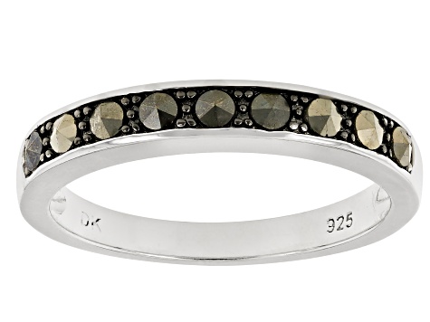 Gray Marcasite, Black Rhodium Over Sterling Silver Ring 0.31ctw