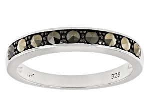Gray Marcasite, Black Rhodium Over Sterling Silver Ring 0.31ctw