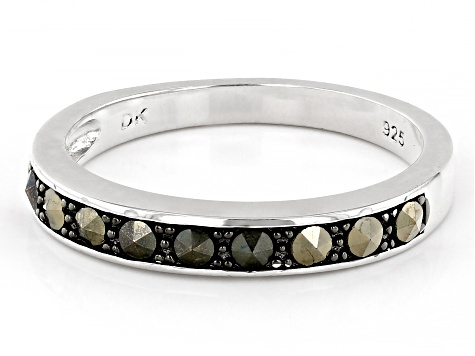 Gray Marcasite, Black Rhodium Over Sterling Silver Ring 0.31ctw