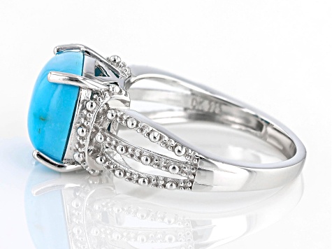 Blue Kingman Turquoise Rhodium Over Sterling Silver Ring - SHD427 | JTV