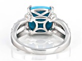 Blue Kingman Turquoise Rhodium Over Sterling Silver Ring