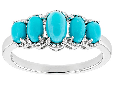 Blue Sleeping Beauty Turquoise Rhodium Over Sterling Silver Ring ...