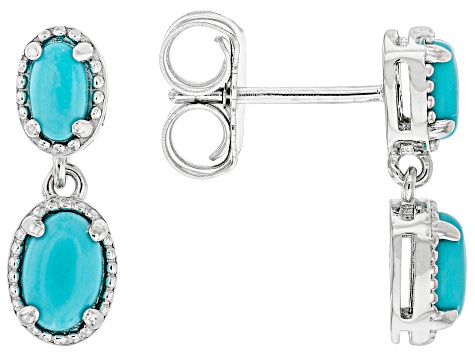 Blue Sleeping Beauty Turquoise Rhodium Over Sterling Silver Earrings