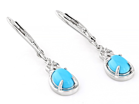 Sleeping Beauty Turquoise Rhodium Over Sterling Silver Earrings