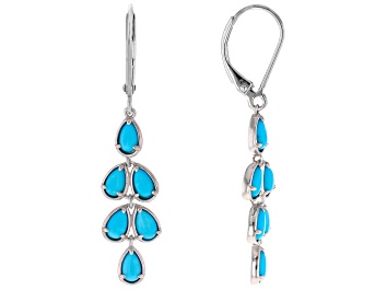 Picture of Blue Sleeping Beauty Turquoise Rhodium Over Sterling Silver Earrings