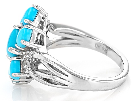 Blue Sleeping Beauty Turquoise Rhodium Over Sterling Silver Ring ...