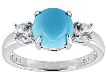 Picture of Blue Sleeping Beauty Turquoise Rhodium Over Sterling Silver Ring 0.39ctw