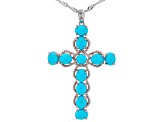 Sleeping Beauty Turquoise Rhodium Over Sterling Silver Pendant with Chain