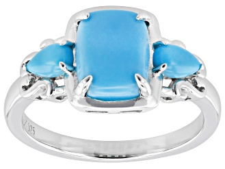 Blue Sleeping Beauty Turquoise Rhodium Over Sterling Silver Ring