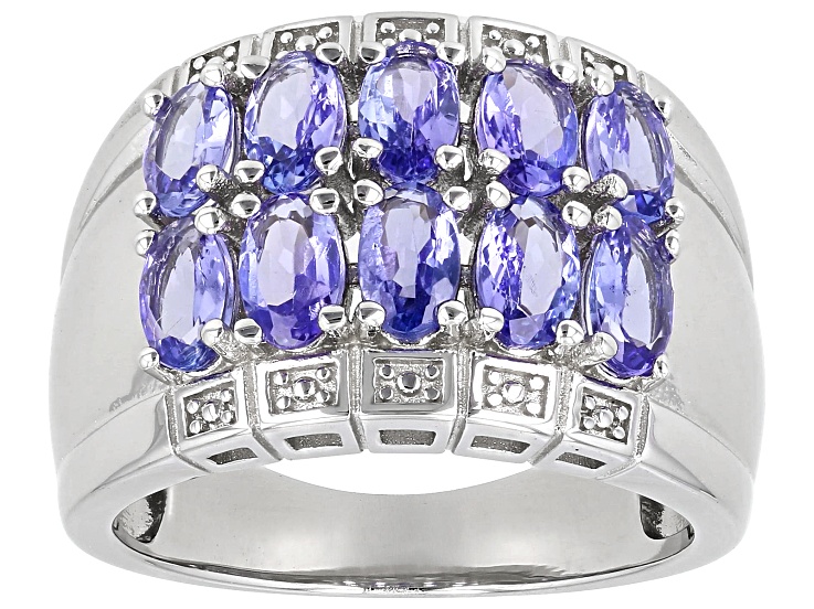 Tanzanite Rhodium Over Sterling Silver Band Ring 2.25ctw