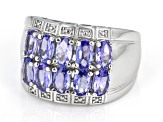 Tanzanite Rhodium Over Sterling Silver Band Ring 2.25ctw