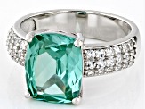 Green Lab Created Spinel Rhodium Over Sterling Silver Ring 4.51ctw