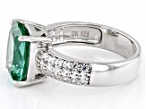 Green Lab Created Spinel Rhodium Over Sterling Silver Ring 4.51ctw