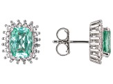 Green Lab Created Spinel Rhodium Over Sterling Silver Earrings 4.25ctw