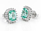 Green Lab Created Spinel Rhodium Over Sterling Silver Earrings 4.25ctw