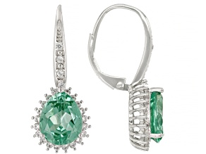 Green Lab Created Spinel Rhodium Over Sterling Silver Earrings 6.22ctw