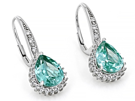 Green Lab Created Spinel Rhodium Over Sterling Silver Earrings 6.22ctw