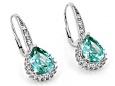 Green Lab Created Spinel Rhodium Over Sterling Silver Earrings 6.22ctw