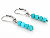 Blue Kingman Turquoise Rhodium Over Sterling Silver Earrings