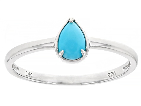 Blue Sleeping Beauty Turquoise Rhodium Over Sterling Silver Set of 3 Rings