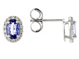 Blue Tanzanite Rhodium Over Sterling Silver Earrings 1.07ctw