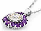 Strontium Titanate Rhodium Over Sterling Silver Pendant with Chain 5.31ctw