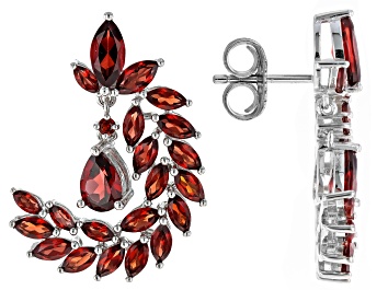 Picture of Red Garnet Rhodium Over Sterling Silver Earrings 8.58ctw