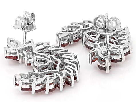 Red Garnet Rhodium Over Sterling Silver Earrings 8.58ctw