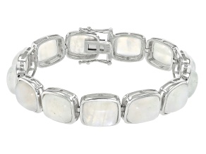 Rainbow Moonstone Rhodium Over Sterling Silver Bracelet