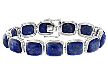 Picture of Blue Lapis Lazuli Rhodium Over Sterling Silver Bracelet