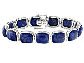 Blue Lapis Lazuli Rhodium Over Sterling Silver Bracelet