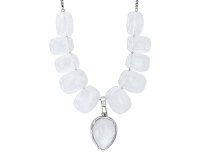 Rainbow Moonstone Rhodium Over Sterling Silver Necklace