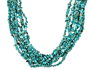 Blue Kingman Turquoise Rhodium Over Sterling Silver Necklace