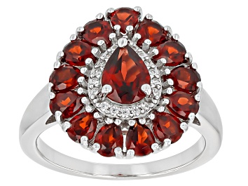 Picture of Red Garnet Rhodium Over Sterling Silver Ring 3.22ctw